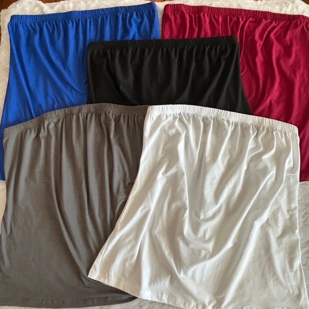 Tube Tops Women XXL Solid Black White 5 pk Strapless Basics Nee